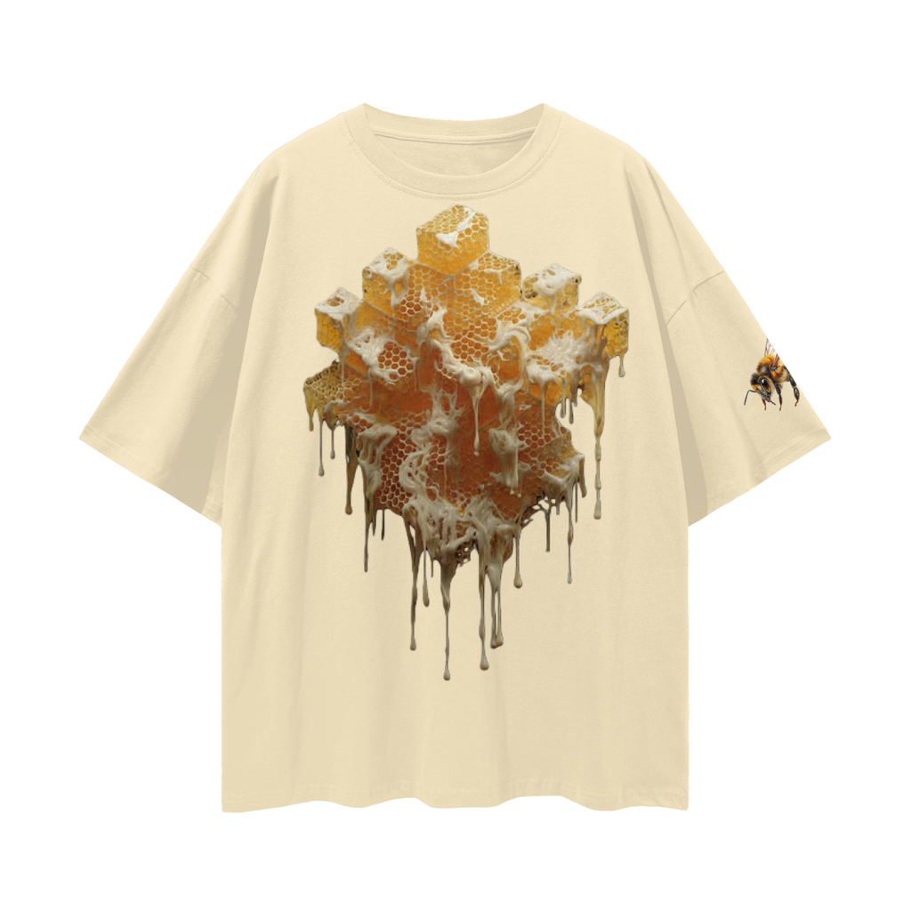 honey wax drip Streetwear Loose Drop Shoulder T-Shirt