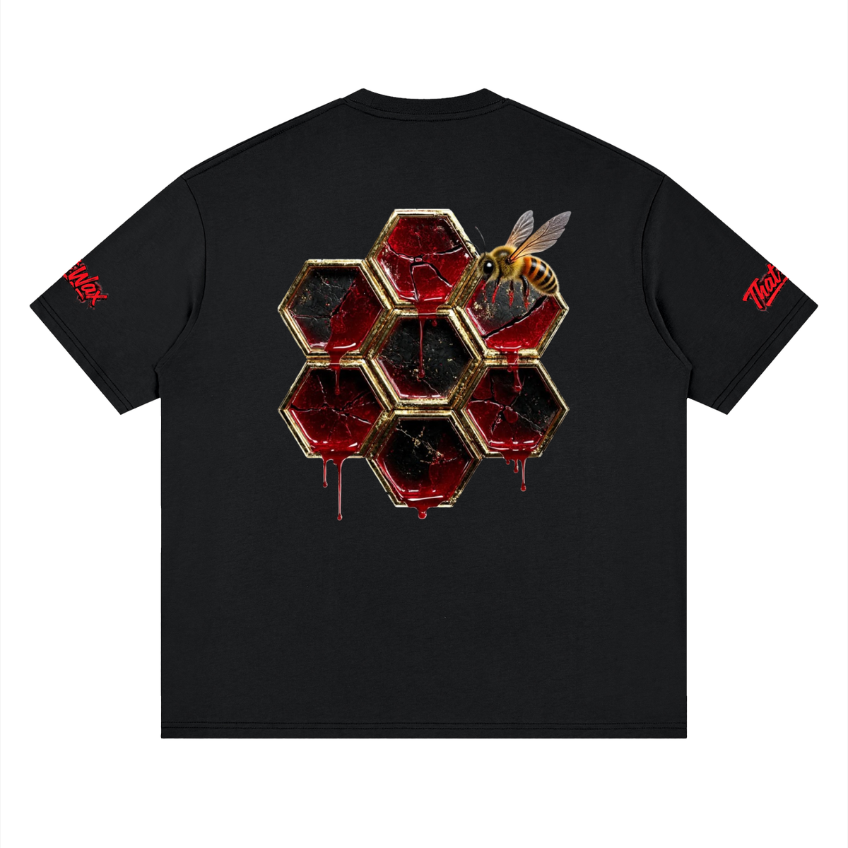 Bleeding honeycomb Streetwear Loose Drop Shoulder T-Shirt