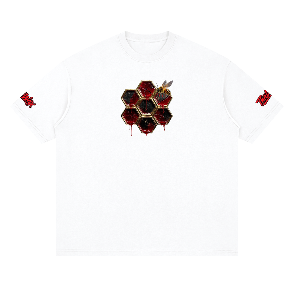 Bleeding honeycomb Streetwear Loose Drop Shoulder T-Shirt