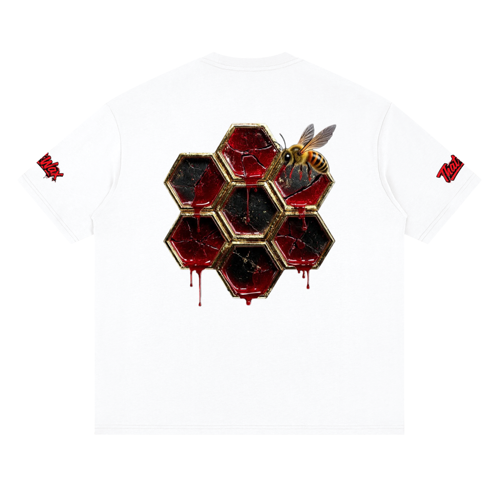 Bleeding honeycomb Streetwear Loose Drop Shoulder T-Shirt