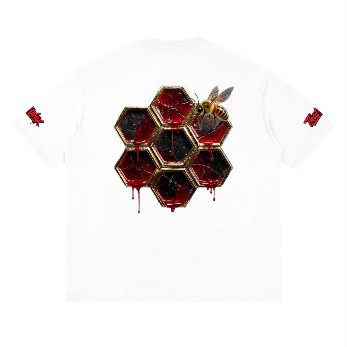 Bleeding honeycomb Streetwear Loose Drop Shoulder T-Shirt
