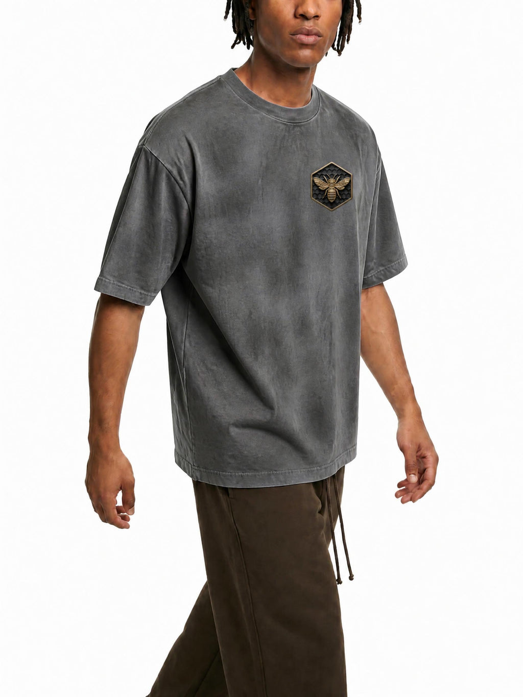 Black Script Dirty Washed Loose T-Shirt