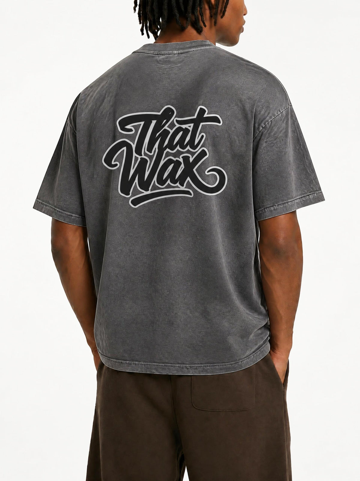 Black Script Dirty Washed Loose T-Shirt