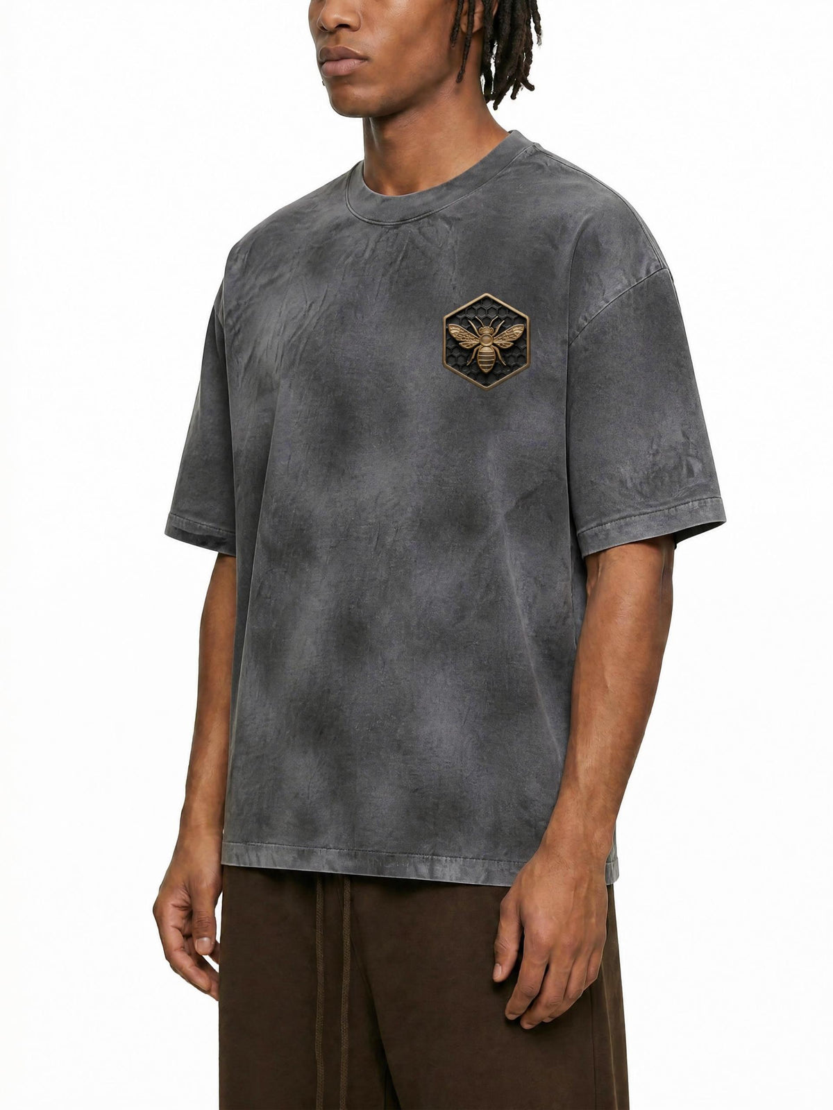 Black Script Dirty Washed Loose T-Shirt