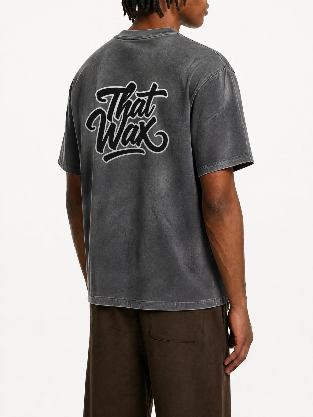 Black Script Dirty Washed Loose T-Shirt